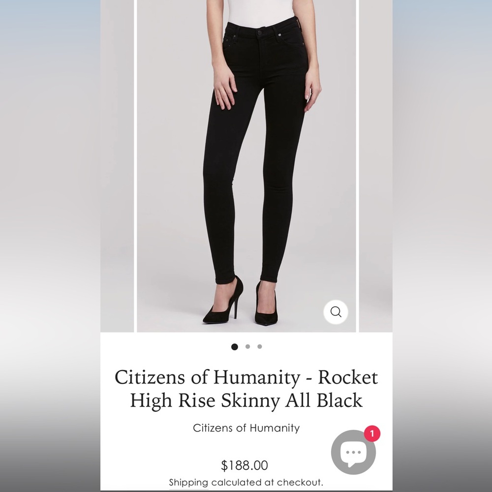 Size 25 Black Citizens of Humanity high rise Rocket jeans